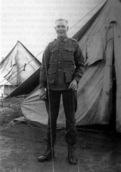Wallgrove Army Camp
A Family of Australian Evans (1820-1997): Snow at Wallgrove, late 1940.

1) NX31359 - EVANS, Cecil Frank (Snow), L/Sgt. - A Company, 8 Platoon
Keywords: 20150117a