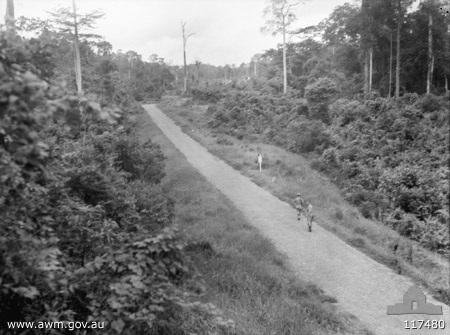 Gemencheh Bridge
AWM caption reads:
GEMENCHEH, NEGRI SEMBILAN, MALAYA. 1945-09-25. THE BRIDGE (MIDDLE DISTANCE) OVER THE GEMENCHEH RIVER WHERE, ON THE 1942-01-14, MEMBERS OF THE 2/30TH INFANTRY BATTALION, SUPPORTED BY NO. 30 BATTERY, 2/15TH AUSTRALIAN FIELD REGIMENT AND THE 4TH AUSTRALIAN ANTI-TANK REGIMENT AMBUSHED AND KILLED SOME 600 JAPANESE SOLDIERS. (57 MILE PEG.)
Keywords: 100105c