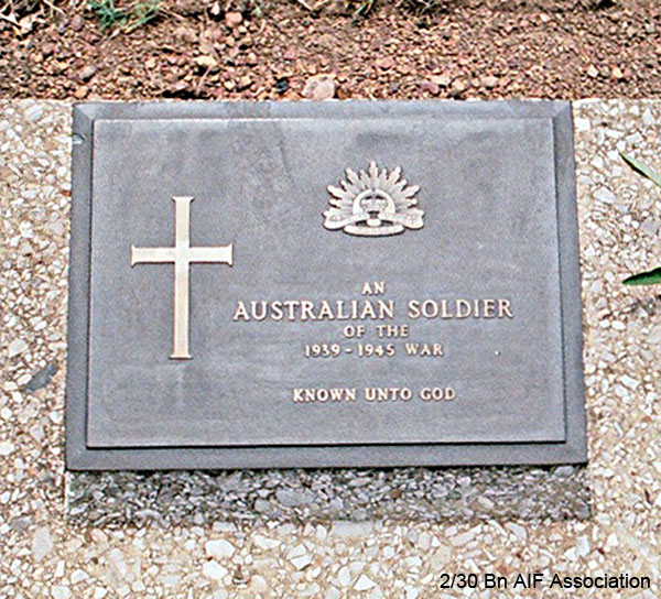 Unknown Soldier
An Australian Soldier of the 1939-1945 War

Known unto God
