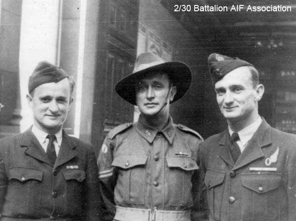 Three brothers
Left to right:

1) 423126 - HUNTLEY, Campbell Stenhouse, Leading Aircraftman - RAAF, HQ (Records)
2) NX27854 - HUNTLEY, Neilson Leonard Stenhouse (Neil), Cpl. - B Company, 11 Platoon
3) 287475 - HUNTLEY, Geoffrey Herbert, RAAF
