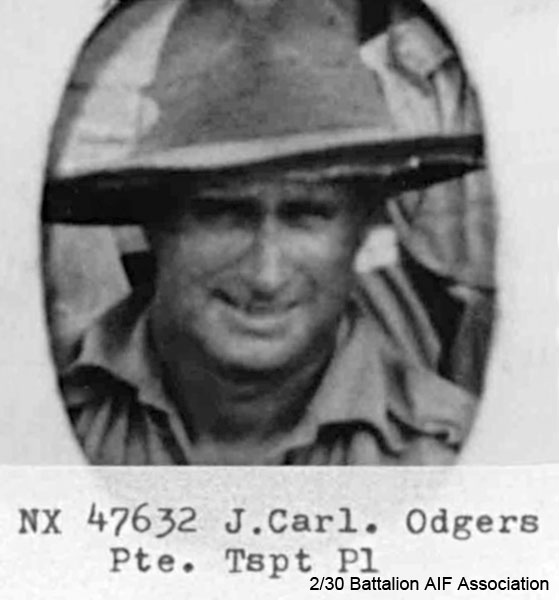 NX47632 - ODGERS, Jack Carlyle (Carl), Pte. - HQ Coy. Tpt. Pl.
WiA Fort Rose
