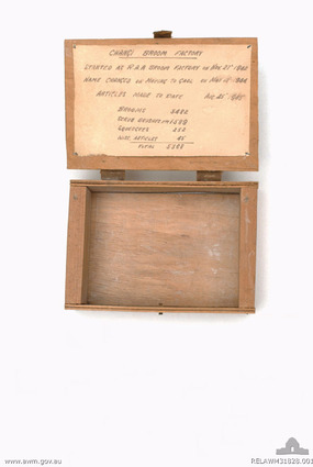 Presentation box of miniature brooms
Maker: 	Changi Broom Factory
Physical description:
Wood; leather; steel

Summary:
This box of miniature brooms was presented to the Australian commanding officer in Changi, Lieutenant Colonel F G 'Black Jack' Galleghan. Prisoners who were members of the Royal Australian Artilley were responsible for the Changi Broom Factory, and the 'Ubique' brand name reflects the Artillery motto. The factory began production on 1 April 1942.

NX70416 - GALLEGHAN (Sir), Frederick Gallagher (Black Jack), Brig. - BHQ. CO. 2/30 Bn. D.S.O., O.B.E., I.S.O., E.D., K.B.
Keywords: 100105c
