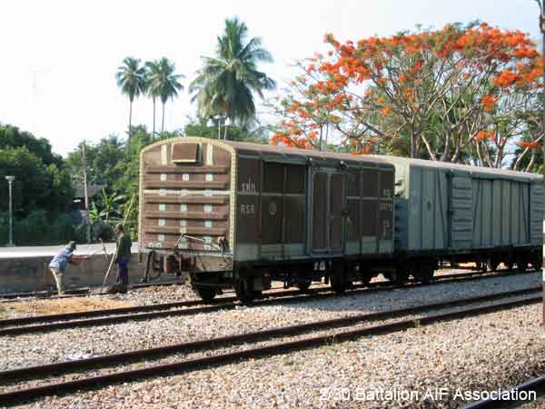 Railway Carriage
A steel railway carriage similar to the type that were used to transport POWs from Singapore to Thailand. Members of "F" Force spent five days in these during their journey from Singapore, with up to 25 men in each carriage.
